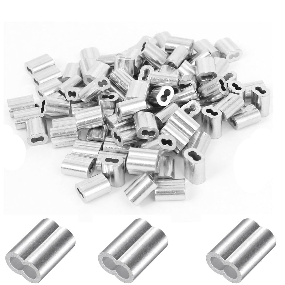 200 Pcs Aluminum Crimping Loop Sleeve 3/32",Cable Crimp Ferrules for Wire Rope and Cable (3/32''(2.5mm)-200pcs)