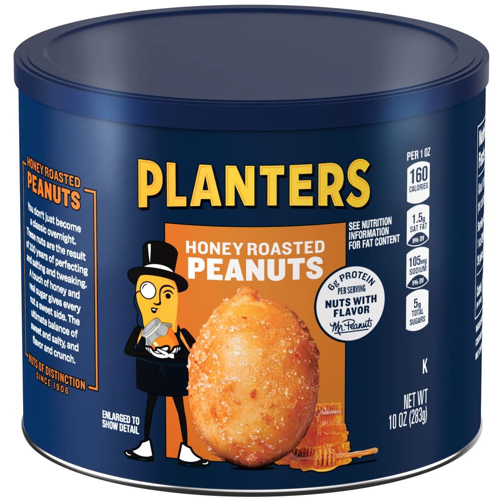 PLANTERS Peanuts, Lightly Salted Peanuts, Dry Roasted, Snacks for Adults, (6 ct Pack, 2.2 lb Containers)