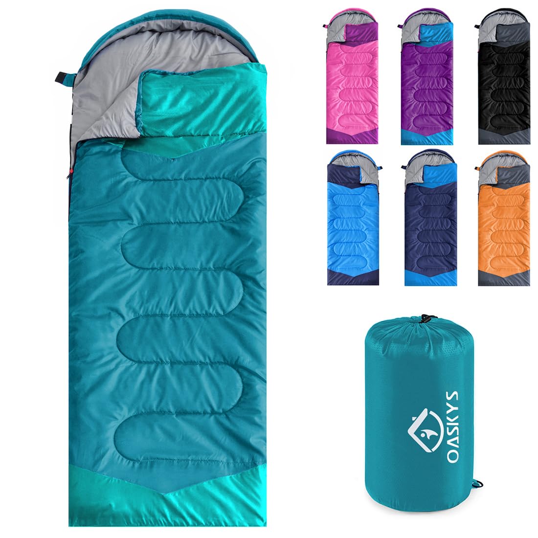 oaskys Camping Sleeping Bag - 3 Season Warm & Cool Weather - Summer Spring Fall Lightweight Waterproof for Adults Kids - Camping Gear Equipment, Traveling, and Outdoors