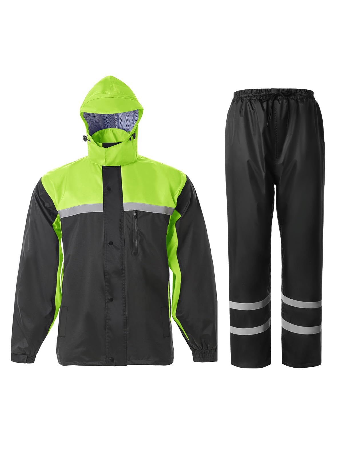 Men's Rain Suit High Visibility Reflective Work Rain Jacket Pants for All Sport Farm Fishing Motorcycle