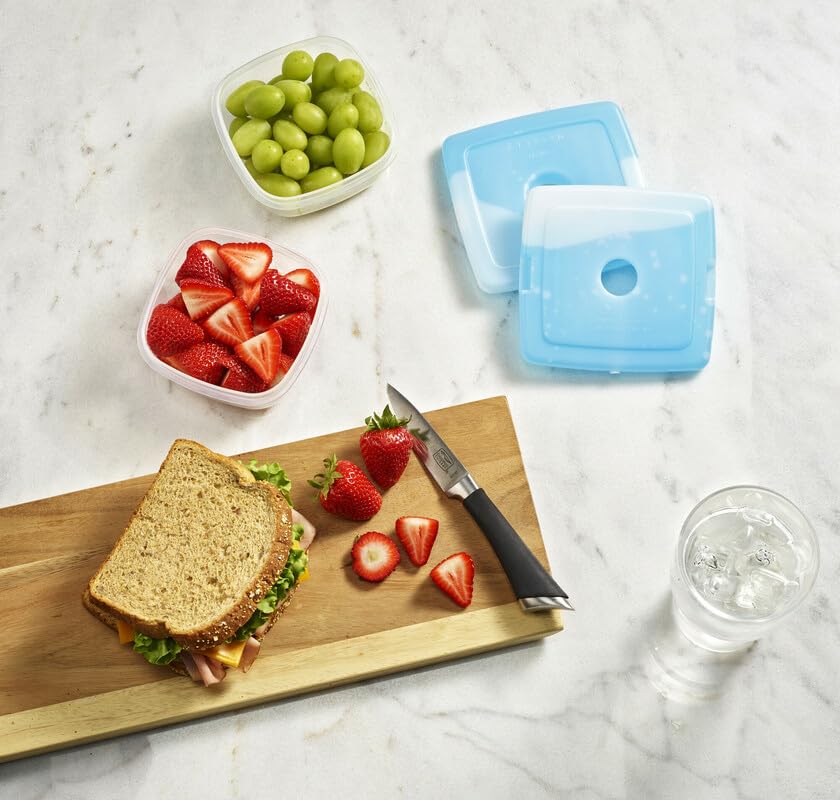Cool Coolers by Fit & Fresh 4 Pack Slim Ice Packs, Quick Freeze Space Saving Reusable Ice Packs for Lunch Boxes or Coolers, Multi Colored