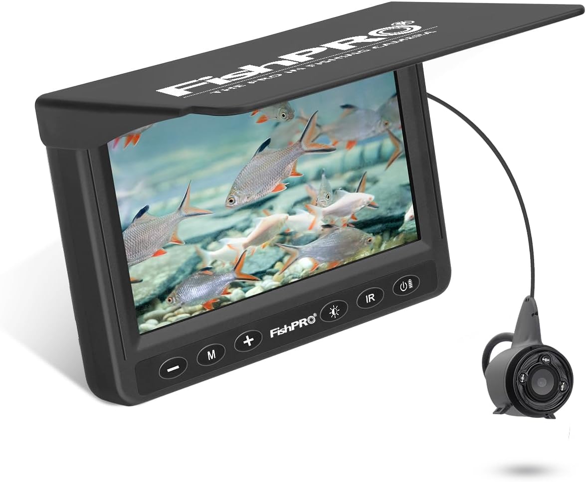 FishPRO Underwater Fishing Camera, Portable Fish Finder Camera HD 1000 TVL Infrared LED with 4.3 Inch LCD Monitor for Ice Lake Sea Boat Kayak Fishing