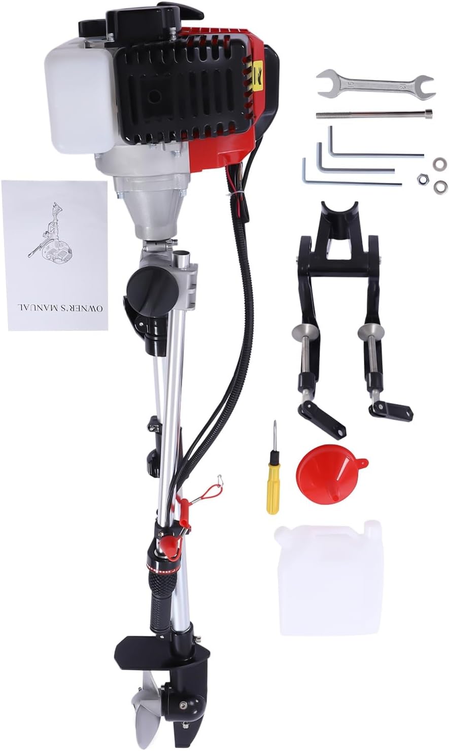 Outboard Motor, 3.5hp 2 Stroke Gas Outboard Motor, Manual Pull Start For Inflatable Fishing Boats, 2800-3200rpm Boat Engine with Air Cooling System