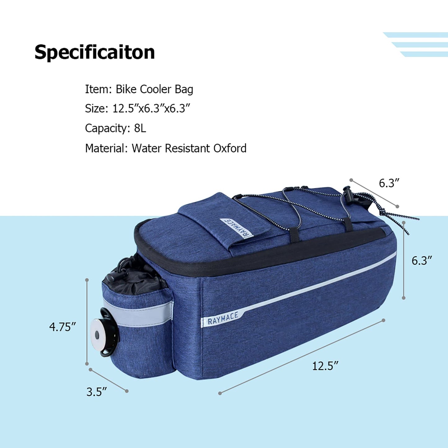 RAYMACE Bike Rear Rack Bag with Tail Light, Bike Truck Cooler Bag for Warm or Cold Items