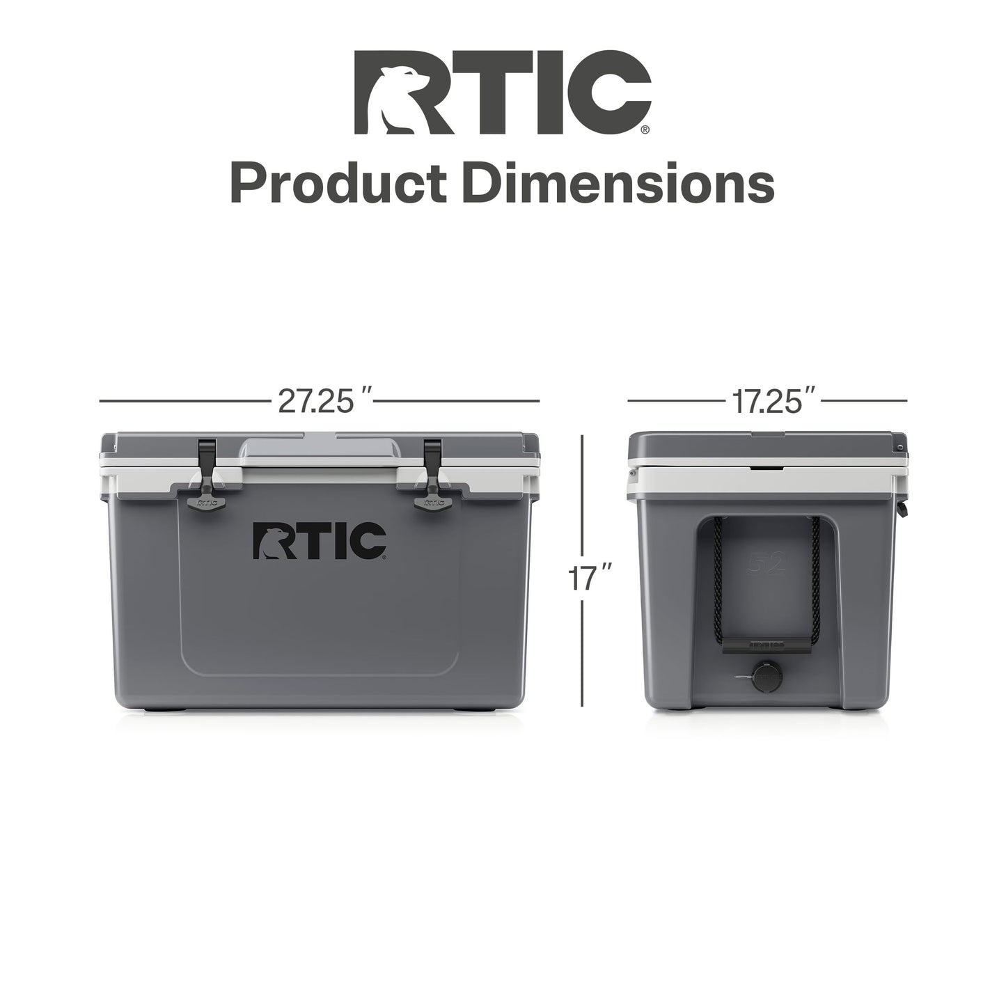 RTIC Ultra-Light 52 Quart Hard Cooler Insulated Portable Ice Chest Box for Beach, Drink, Beverage, Camping, Picnic, Fishing, Boat, Barbecue, 30% Lighter Than Rotomolded Coolers