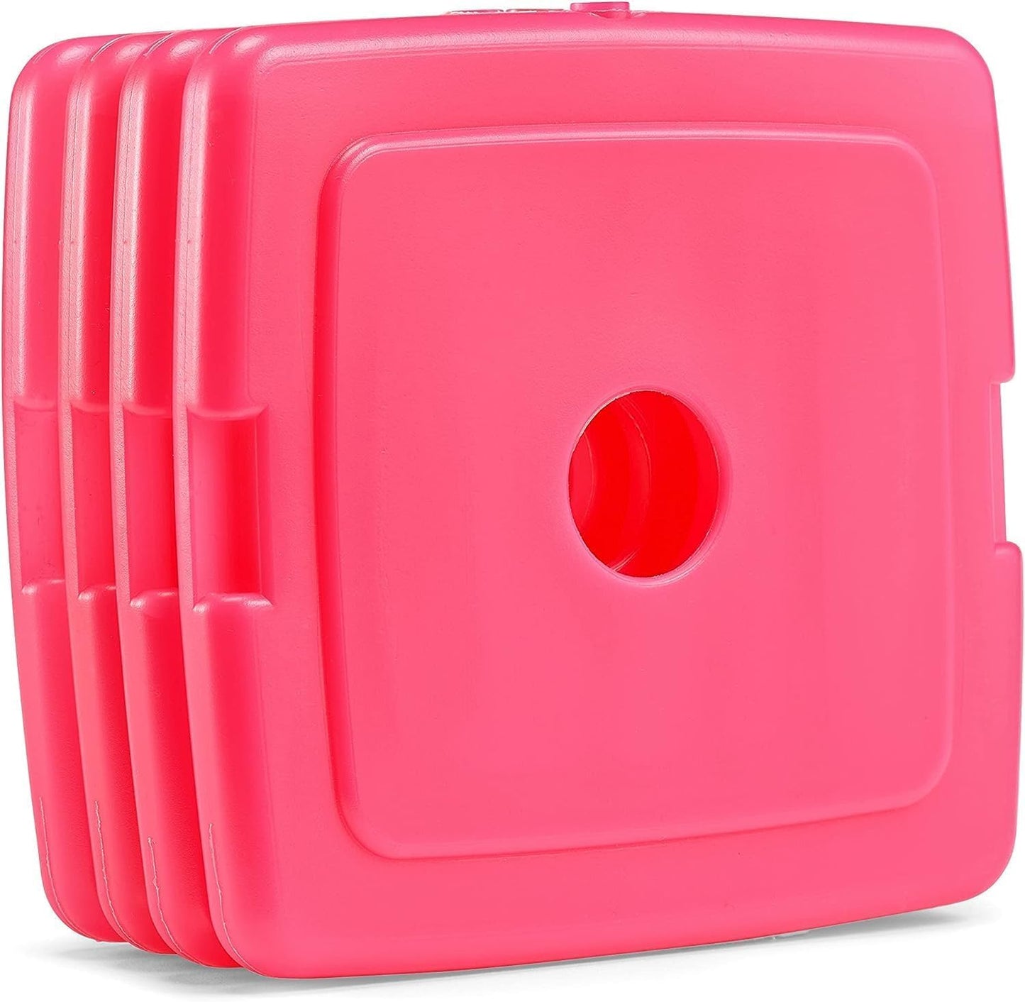 Cool Coolers by Fit & Fresh 4 Pack Slim Ice Packs, Quick Freeze Space Saving Reusable Ice Packs for Lunch Boxes or Coolers, Multi Colored