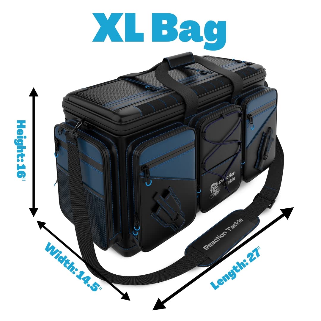 Reaction Tackle Fishing Tackle Bag – Salt Water Resistant Fishing Bag, 1000D PVC Waterproof Material, Tackle Box Organizer with Dividers for 3600 or 3700 Trays (Small, Medium, Backpack only fit 3600)