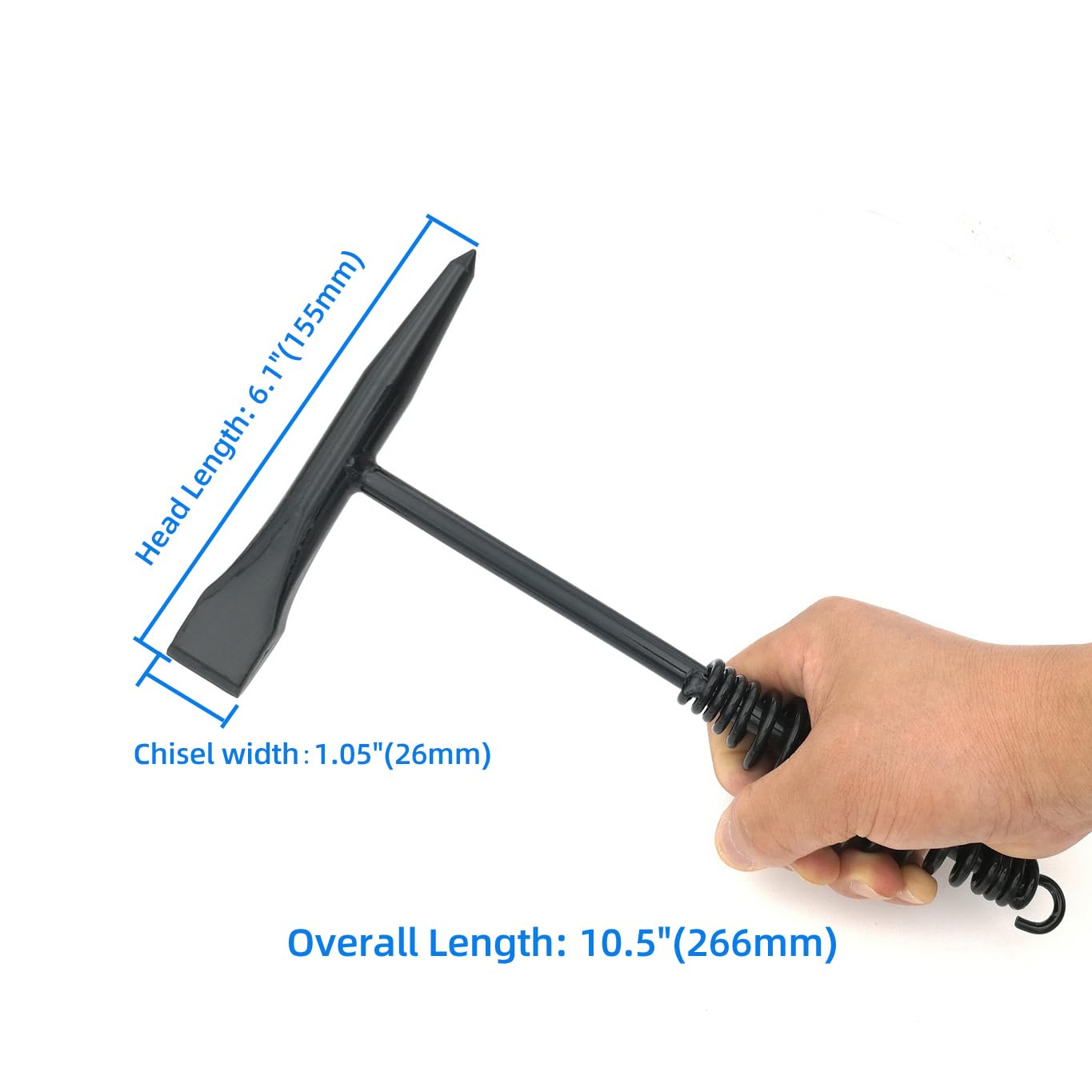 Welding Chipping Hammer with Coil Spring Handle,10.5",Cone and Vertical Chisel,10" Wire Brush