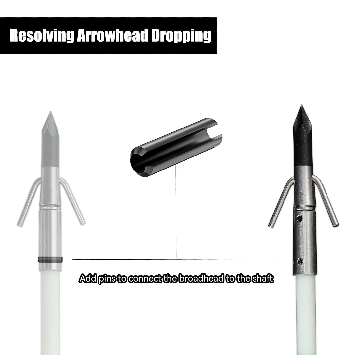 34inch Bowfishing Arrows Solid Fiberglass Shaft with Broadhead for Compound Bow and Recurve Bow Fishing Arrow Archery and Hunting (Pack of 6)