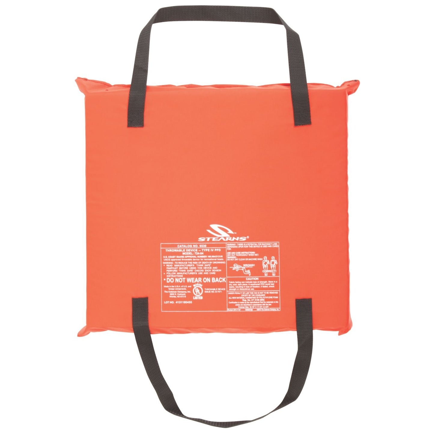 Stearns Utility Flotation Cushion, USCG Approved Type IV Throwable PFD Boat Cushion Life Preserver, Doubles as Comfortable Place to Sit, Great for Boats, Canoes, Kayaks, & More