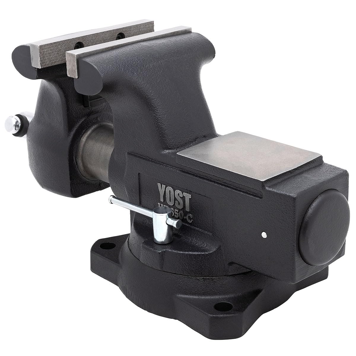 Yost HD550-C Heavy Duty 5-1/2 Inch Mechanics Work Bench Vise | Heavy Duty Woodworking & Metal Work Table with Secure Grip Swivel Base | 60,000 PSI Casting Iron Material with Extra-large Anvil Surface