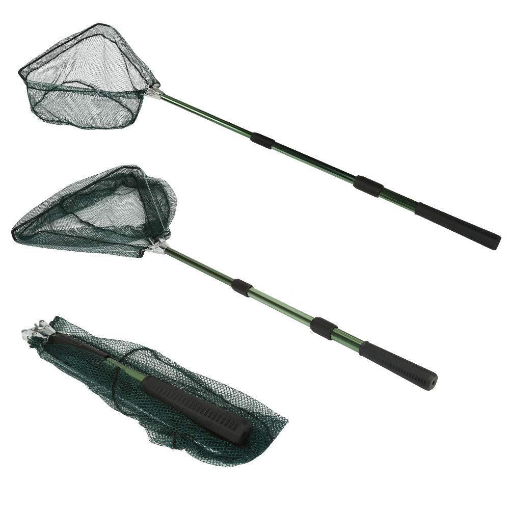 RESTCLOUD Fishing Landing Net with Telescoping Pole Handle, Fishing net Freshwater for Kids Men Women, Extend to 40-63 Inches
