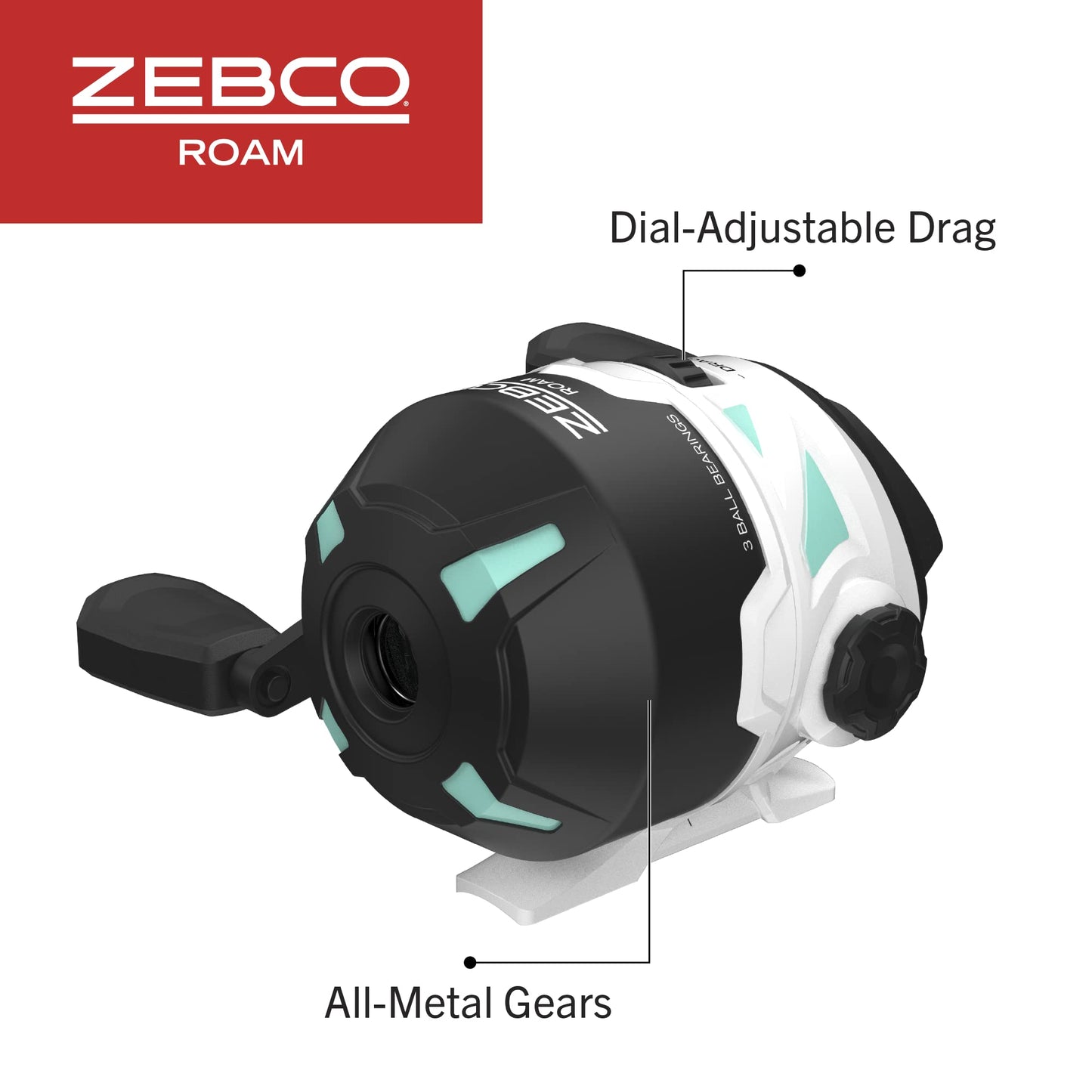 Zebco Roam Telescopic Fishing Rod and Spinning or Spincast Fishing Reel Combo, Durable 6-Foot Fiberglass Rod with ComfortGrip Handle, Pre-spooled with Zebco Cajun Fishing Line