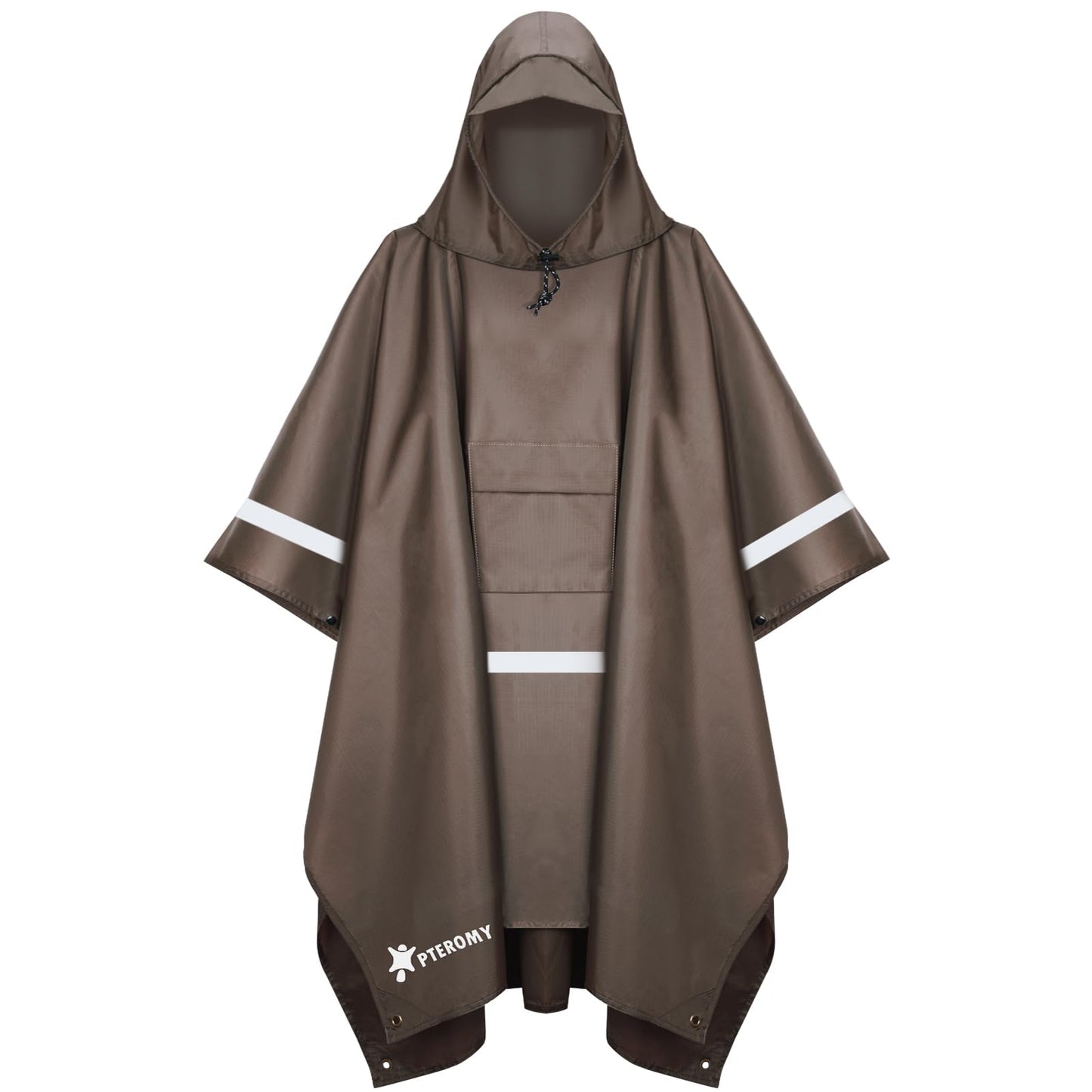 PTEROMY Hooded Rain Poncho for Adult with Pocket, Waterproof Lightweight Unisex Raincoat for Hiking Camping Emergency