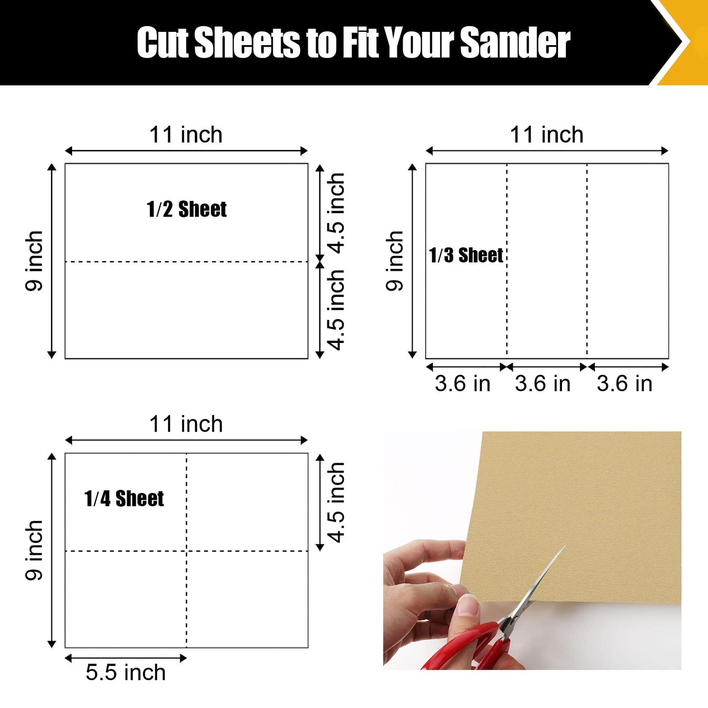 50 Pcs 1/4 Sheet Sandpaper, Premium Sand Paper 80/120/150/220/320/400 Grit Sandpaper Sheet Sand Paper Assortment for Wood Metal Automotive Palm Sanders 5.5" x 4.5"