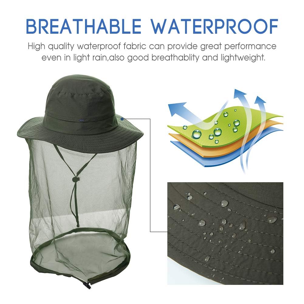 Comhats Net Nylon Mesh Veil Bucket Hats for Men Sun UV Protection Fishing/Gardening/Boating Outdoor