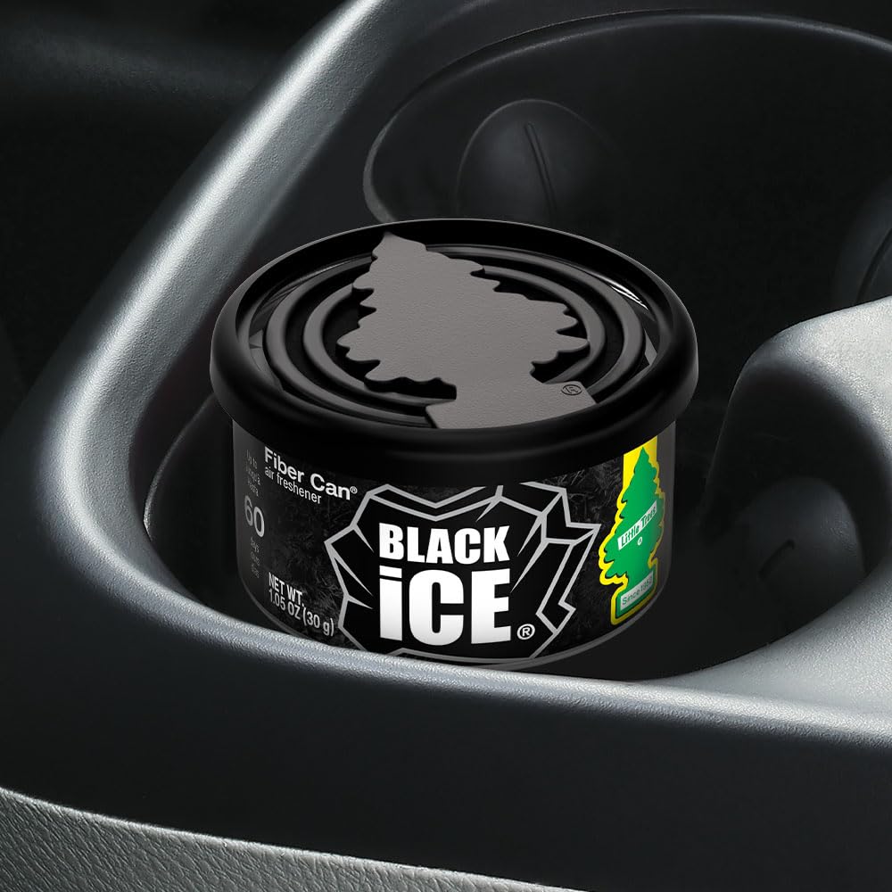 LITTLE TREES Car Air Freshener. Fiber Can Provides a Long-Lasting Scent for Auto or Home. Recycled Fiber. Black Ice, 4 Air Fresheners