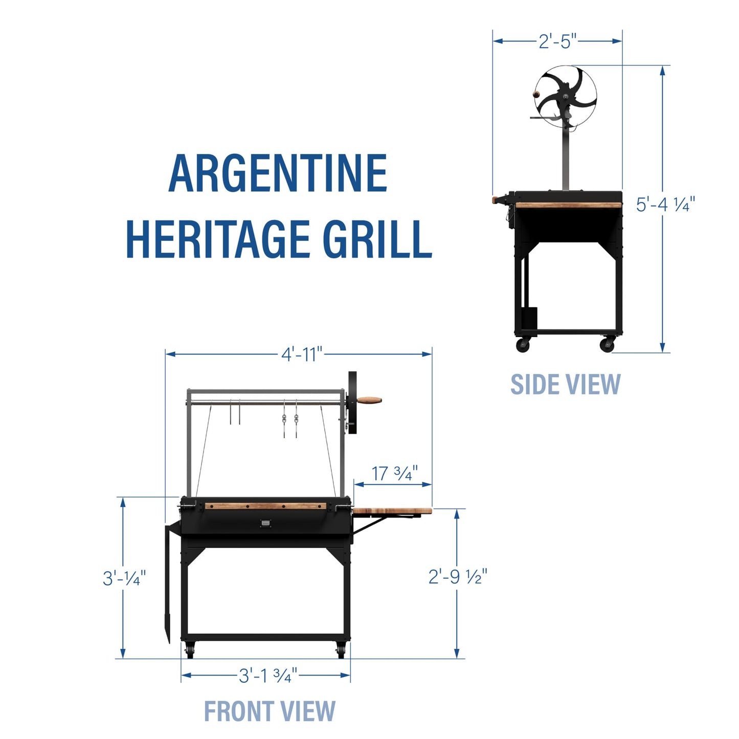 Backyard Discovery Argentine Santa Maria Wood Fire & Charcoal BBQ Grill with Brasero, Adjustable Grill Grates, Fire Bricks, Heavy-Duty Steel, S-Hooks, Acacia Wood Table for Outdoor Gaucho Grilling