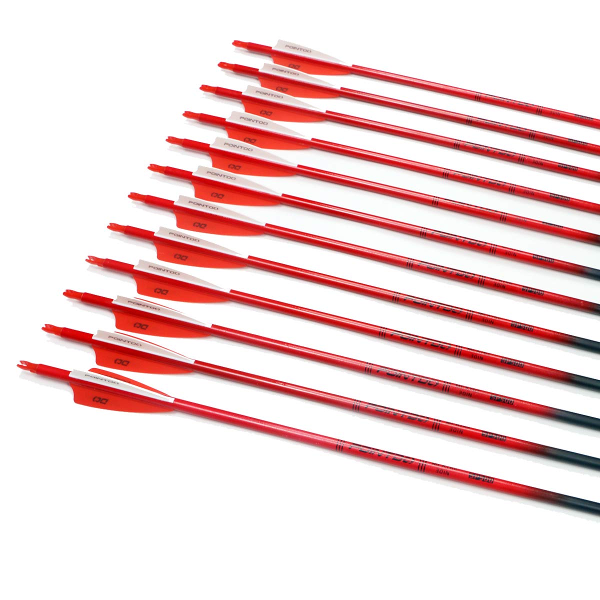 30inch Carbon Arrow Fluorescence Color Targeting and Practice and Hunting Arrows for Compound Bow and Recurve Bow with Removable Tips(Pack of 12)