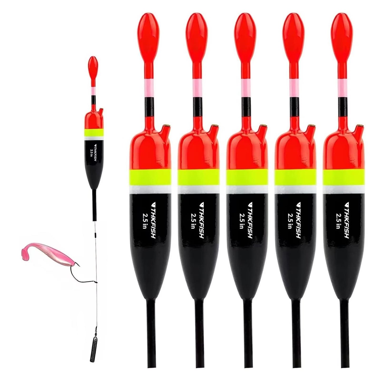 THKFISH Fishing Bobbers Fishing Floats and Bobbers Slip Bobbers for Fishing Balsa Floats Crappie Fishing Bobbers 1/6oz(3.47"X0.47"X6.73") 3/8oz(3.84"X0.6"X 7.2") 1/2oz(4.13"X0.75"X7.87")