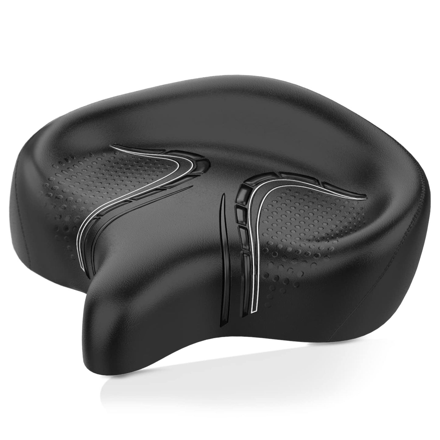 BLUEWIND Oversized Bike Seat, Wide Bicycle Saddle Novel Backrest Design for Electric Bike, Universal Fit Exercise Bike or Road Stationary Bike Seat Cushion for Men & Women