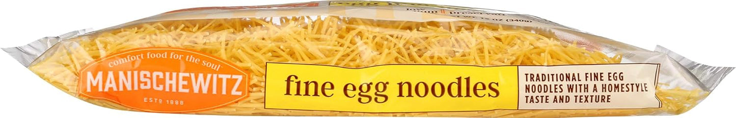 Manischewitz Traditional Fine Egg Noodles 12oz Bag (1 Pack) Certified Kosher for Year around Use (Not for Passover)