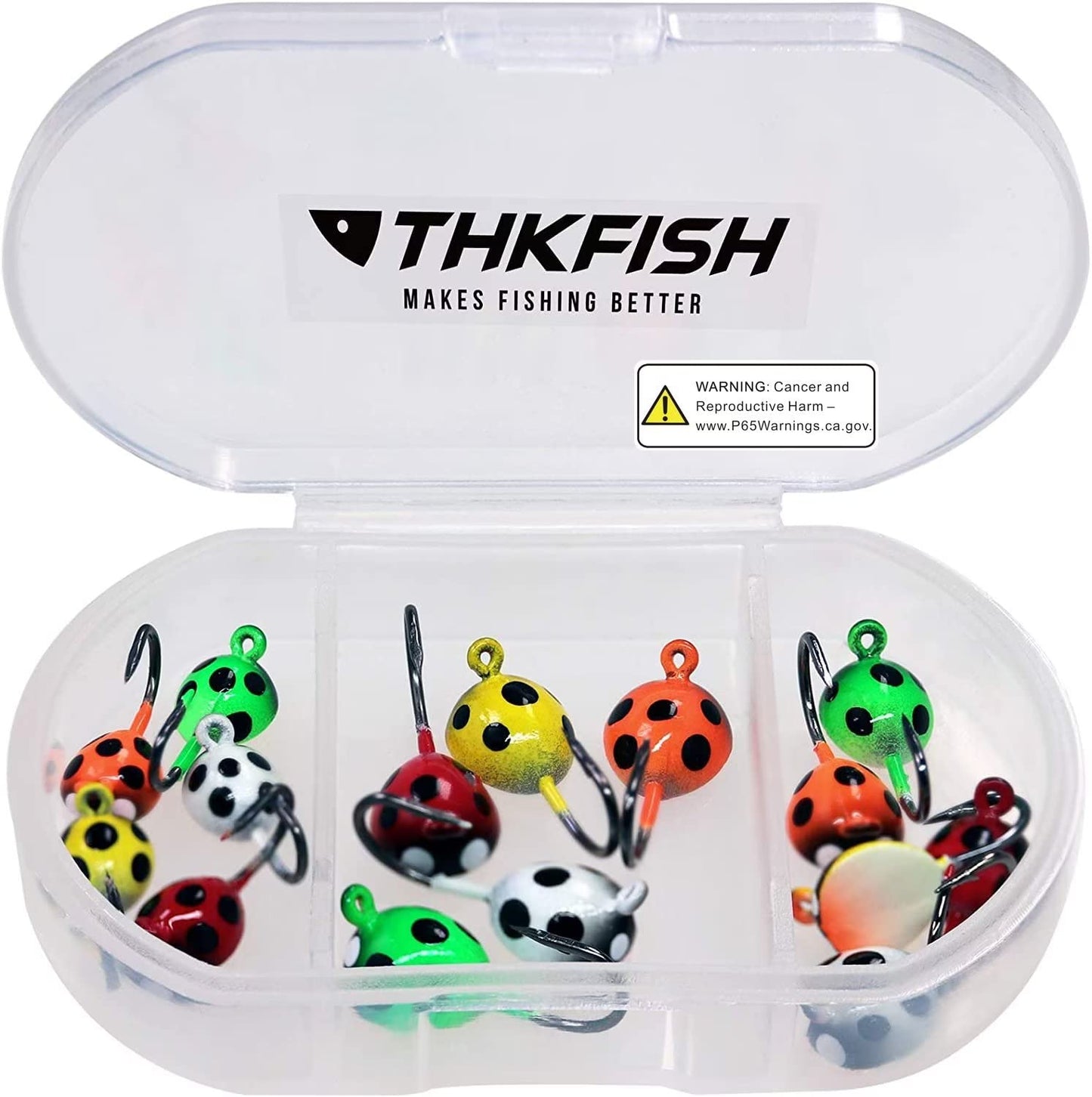 THKFISH Ice Fishing Jigs Kit, Jigs Heads for Ice Fishing Gear, Ice Fishing Lures for Panfish, Crappie, Walleye, Perch, Trout and Bluegill 18/40/70pcs