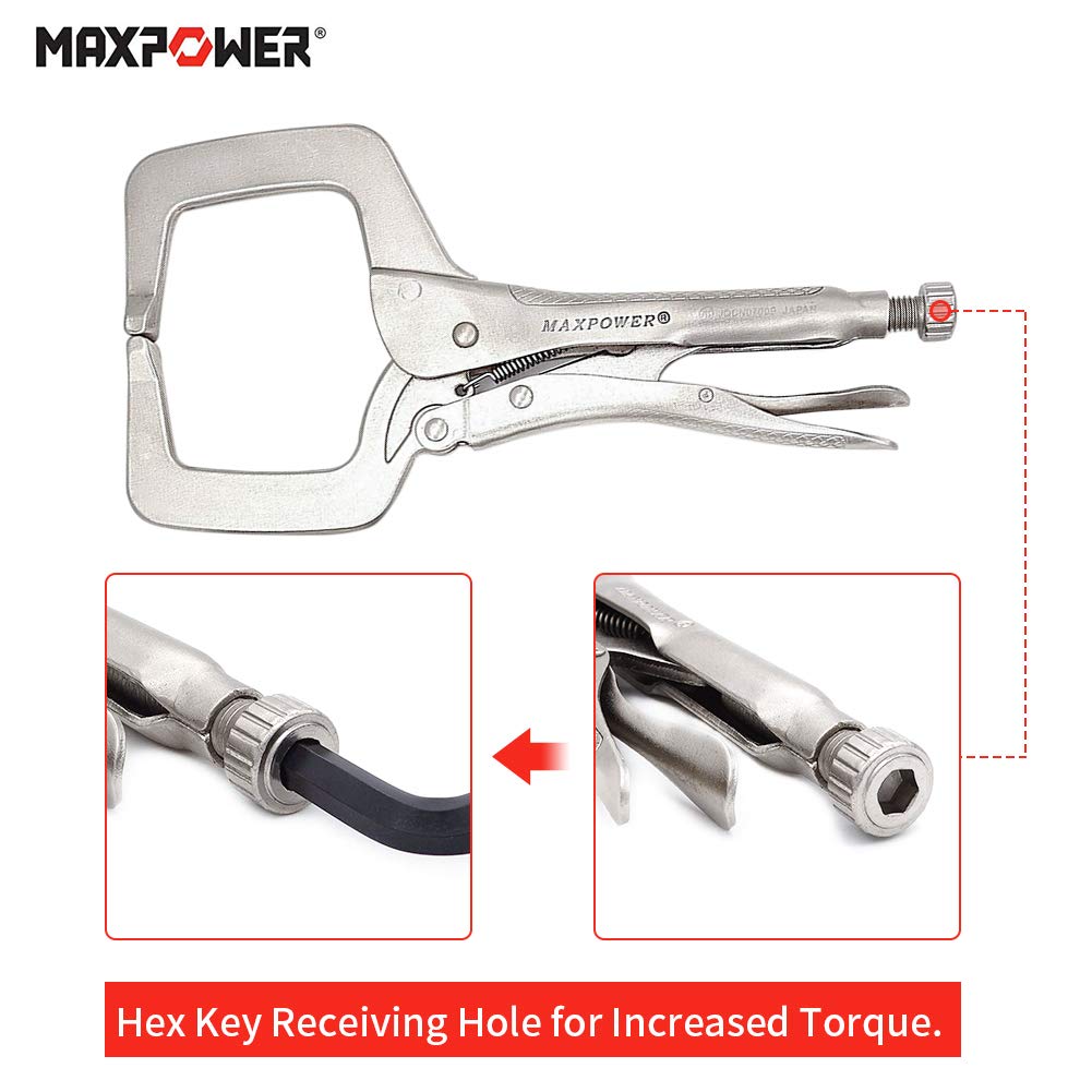 MAXPOWER 15-pc Locking Pliers Set with C-clamps, Long Nose, Pinch Off, Sheet Metal Clamp, U Shaped Pliers and Tool Bag