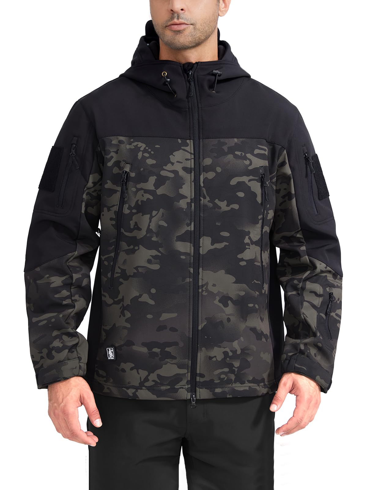 FREE SOLDIER Men's Outdoor Waterproof Soft Shell Hooded Military Tactical Jacket