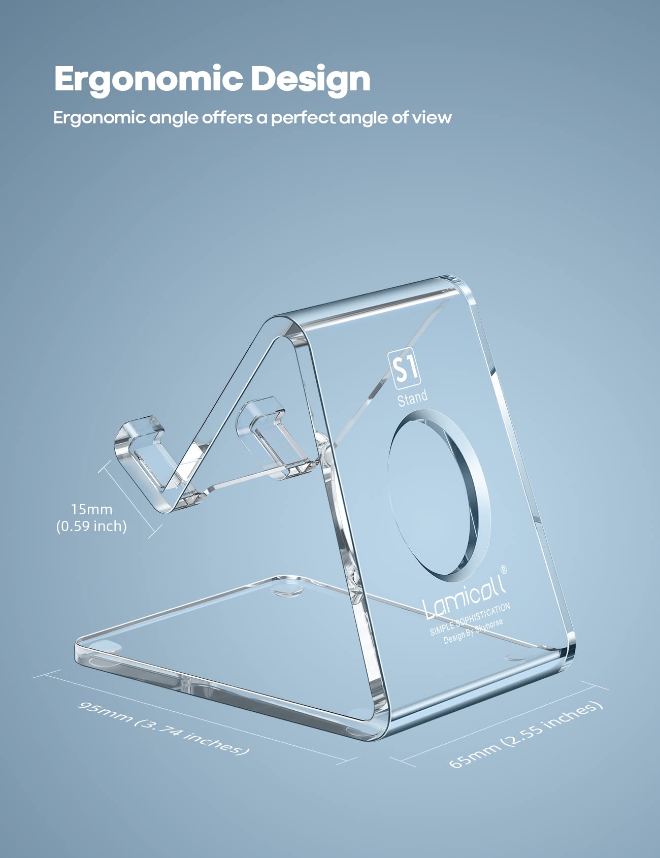 Lamicall Cell Phone Stand, Desk Accessories - Clear Office Cell Phone Holder, Acrylic Phone Stand, Desktop, Acrylic Office Desk Accessories, Office Decor, Suitable for iPhone, 4-8'' Phone
