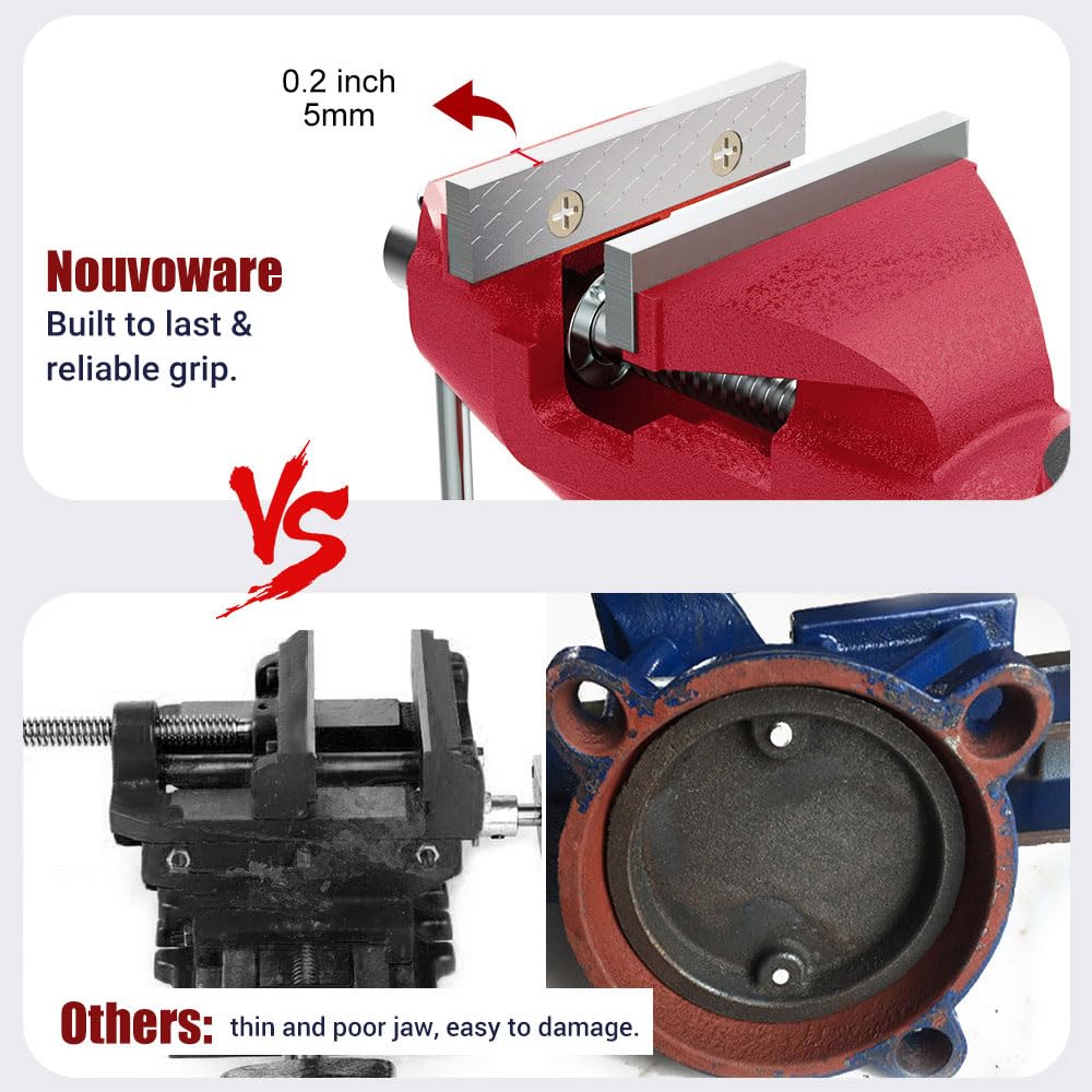 Nuovoware Table Vise 3 Inch, 360° Swivel Base Universal Home Vise Portable Bench Clamp, Clamp-on Vise Bench Clamps Fixed Tool for Woodworking, Metalworking, Cutting Conduit, Drilling, Sawing, Blue
