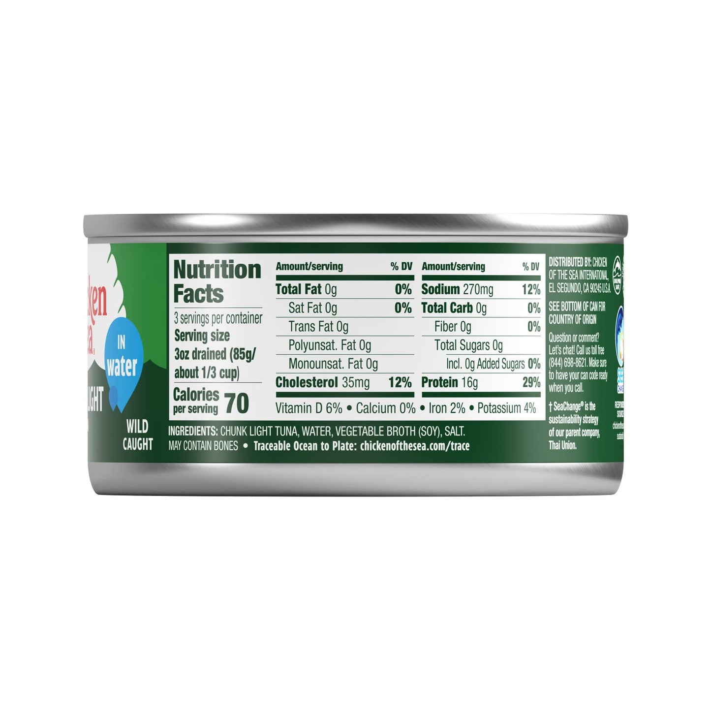 Chicken of the Sea Chunk Light Tuna in Water, 5 Ounce Cans (Pack of 10), Wild Caught Canned Tuna