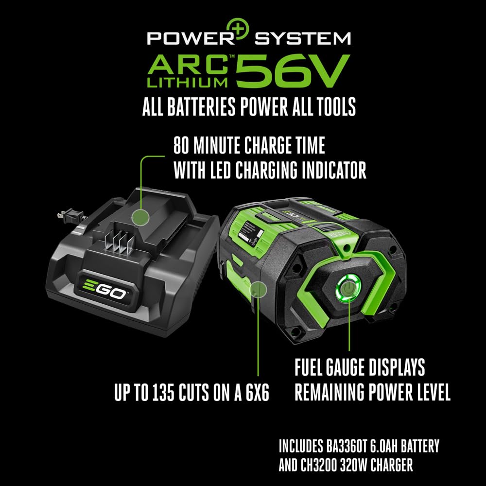 EGO POWER+ Chain Saw, 16” Battery Powered Chainsaw, Electric Cordless, Includes 56V 2.5Ah Battery and Charger – CS1611