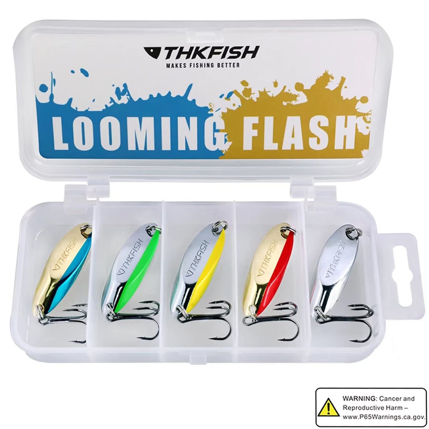 THKFISH Fishing Lures Trout Lures Fishing Spoons Lures for Trout Pike Bass Crappie Walleye 1/8oz 1/5oz 1/4oz 3/8oz 1/2oz 3/4oz 5pcs