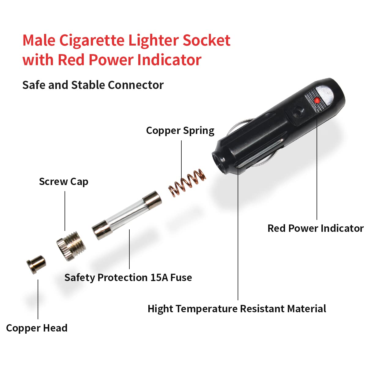 14AWG Cigarette Lighter Extension Cord 12V Cigarette Lighter Male Plug to Female Socket Extension Cable for Air Compressor Tire Inflators(10FT)