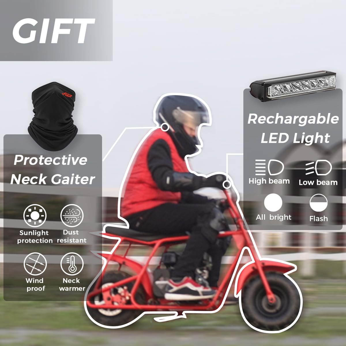 FRP Mini Dirt Bike GMB100, 99 CC Gas Powered Mini Bike 4 Stroke 3HP, Off Road for Kids and Adult, Trail Bike Up to 28 Mph, Weight Support Up to 220 LBS (RED)