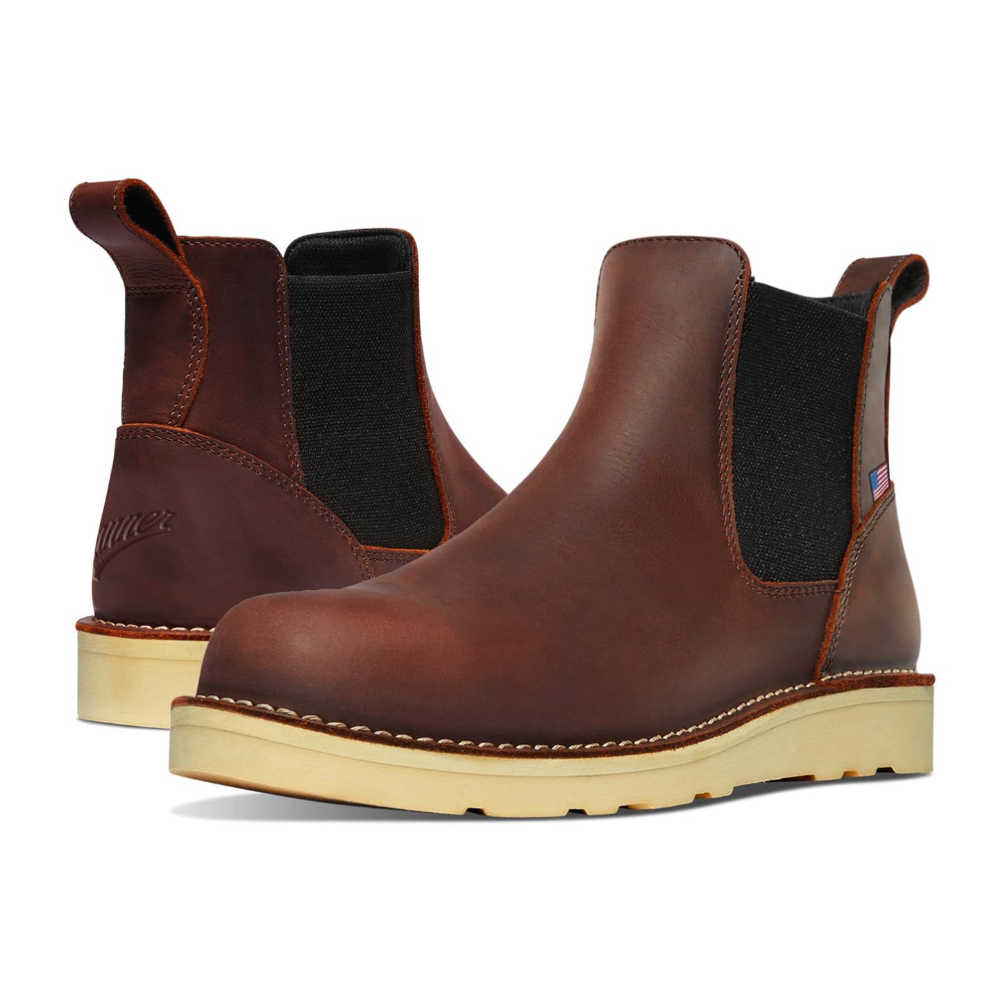 Danner 6” Bull Run Chelsea Work Boots for Men - Oiled Full-Grain Leather Upper with Mesh Lining, 3-Density Cushion Footbed, and Non Slip Wedge Outsole