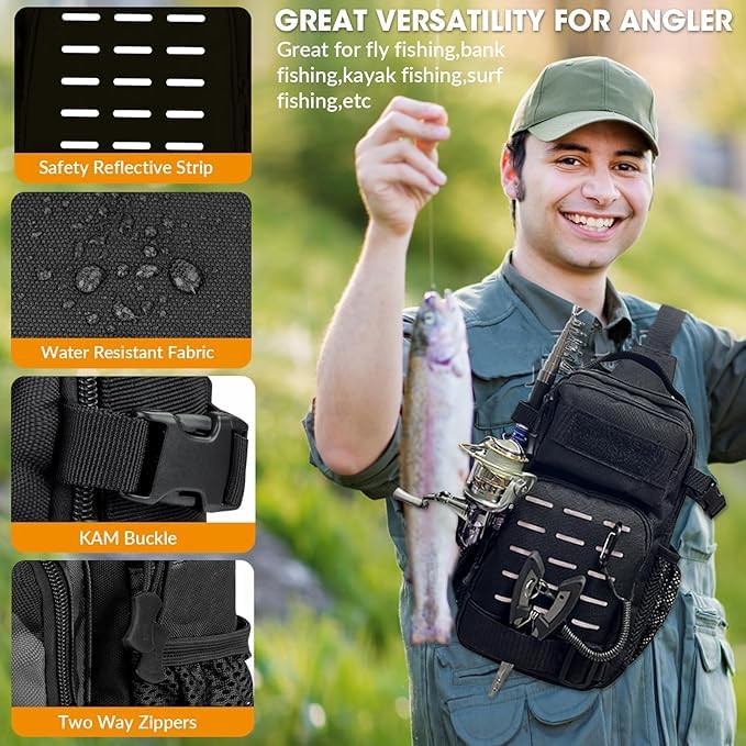 THKFISH 85Pcs Fishing Tool Kit, Fishing Backpack with Tackle Boxes Included, Fishing Tackle Kit Include Fishing Bait Lure Gear Kit, Fishing Pliers, Fish Hook Remover, Lip Gripper