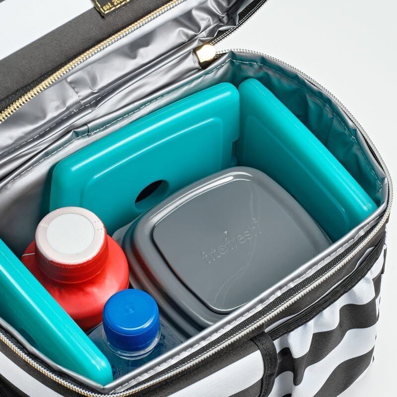 Cool Coolers by Fit & Fresh 4 Pack Slim Ice Packs, Quick Freeze Space Saving Reusable Ice Packs for Lunch Boxes or Coolers, Multi Colored