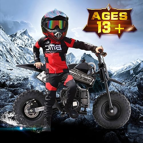 Mini Kid Dirt Bike, 49 CC 2-Stroke Gas Bike with Off-Rode Tire, Suspensions, Disc Brakes, Max Load 160Lbs, Up to 20Mph, EPA Approved
