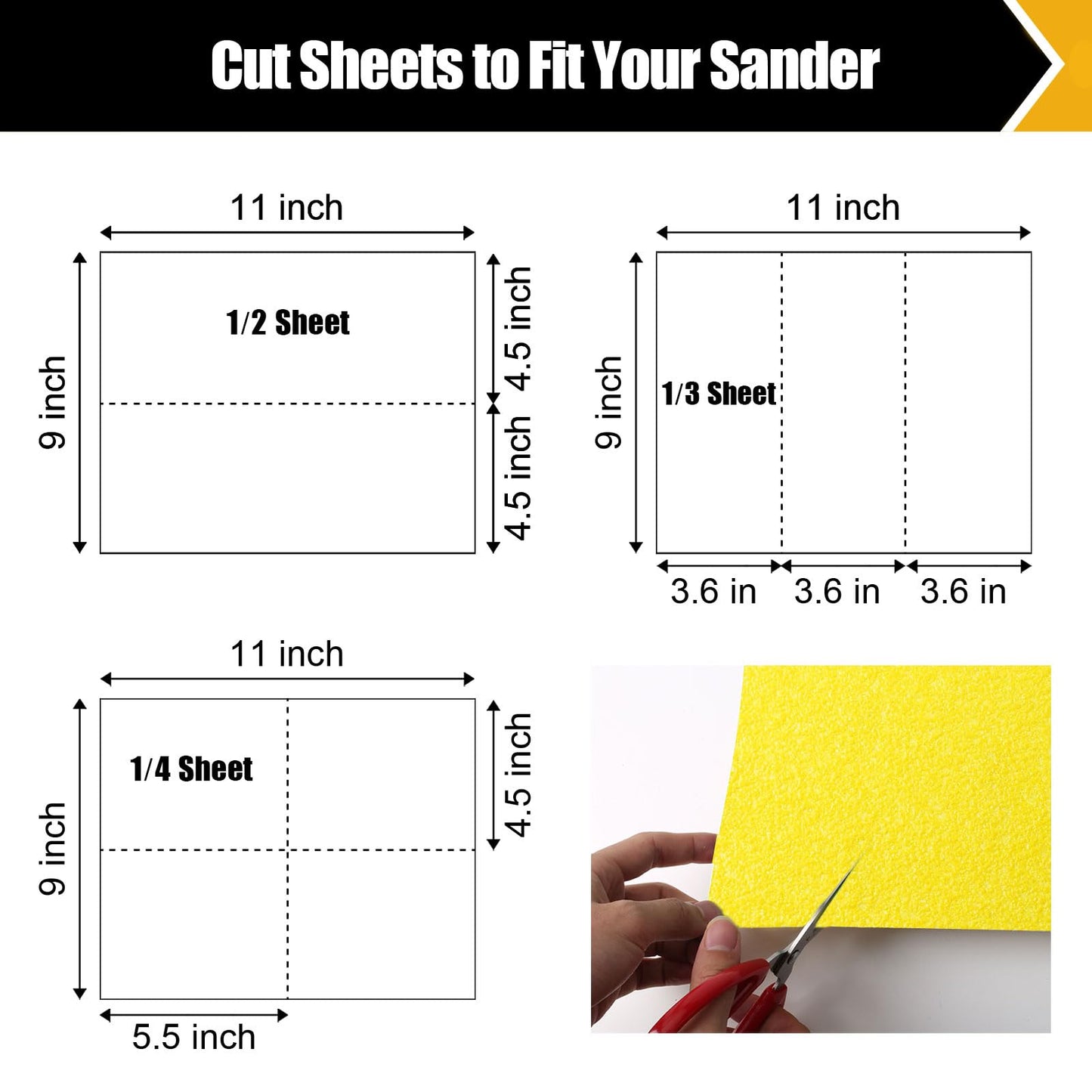 50 Pcs 1/4 Sheet Sandpaper, Premium Sand Paper 80/120/150/220/320/400 Grit Sandpaper Sheet Sand Paper Assortment for Wood Metal Automotive Palm Sanders 5.5" x 4.5"