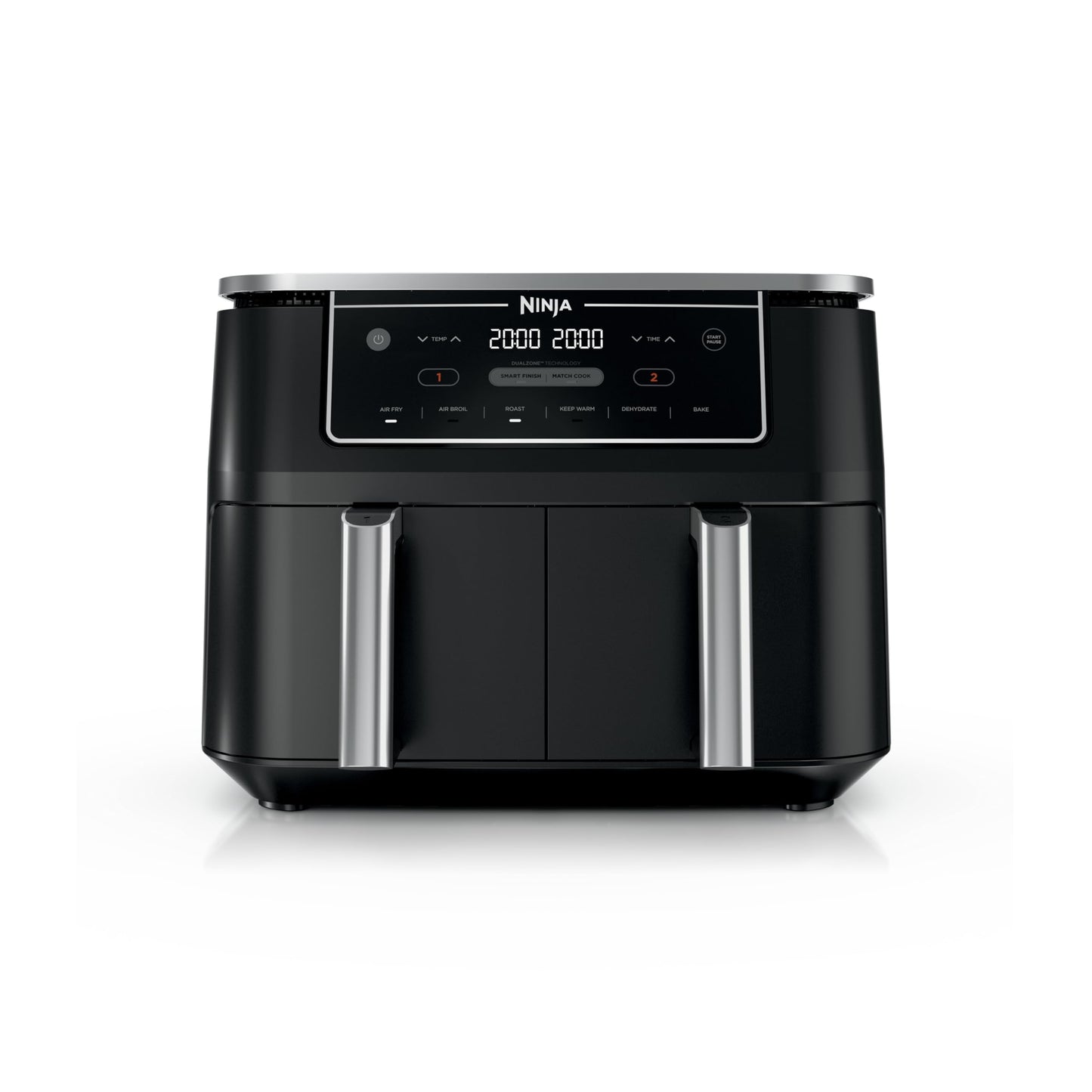 Ninja DZ201 Foodi 8 Quart 6-in-1 DualZone 2-Basket Air Fryer with 2 Independent Frying Baskets, Match Cook & Smart Finish to Roast, Broil, Dehydrate & More for Quick, Easy Meals, Grey