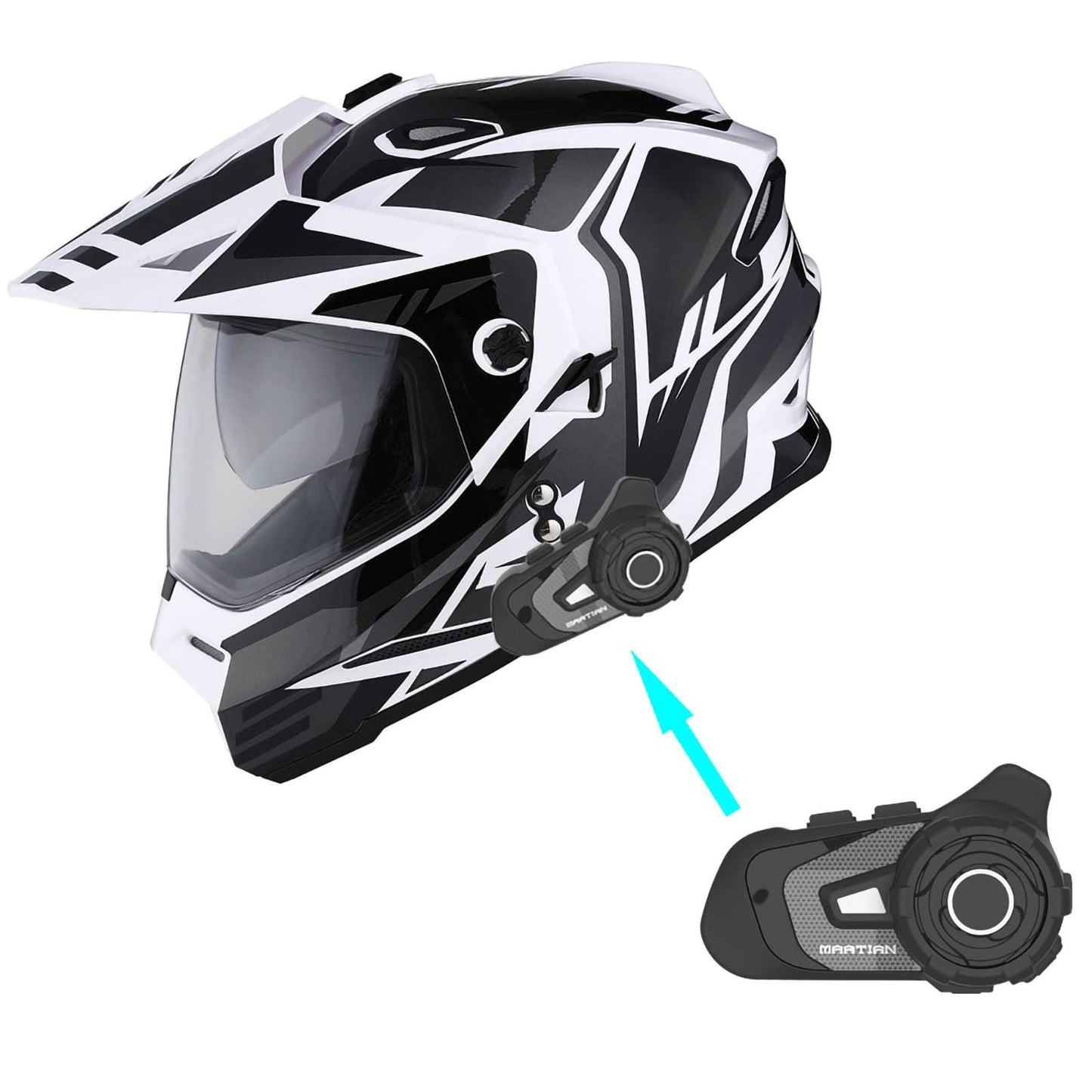 1Storm Dual Sport Motorcycle Motocross Off Road Full Face Helmet Dual Visor: HF802