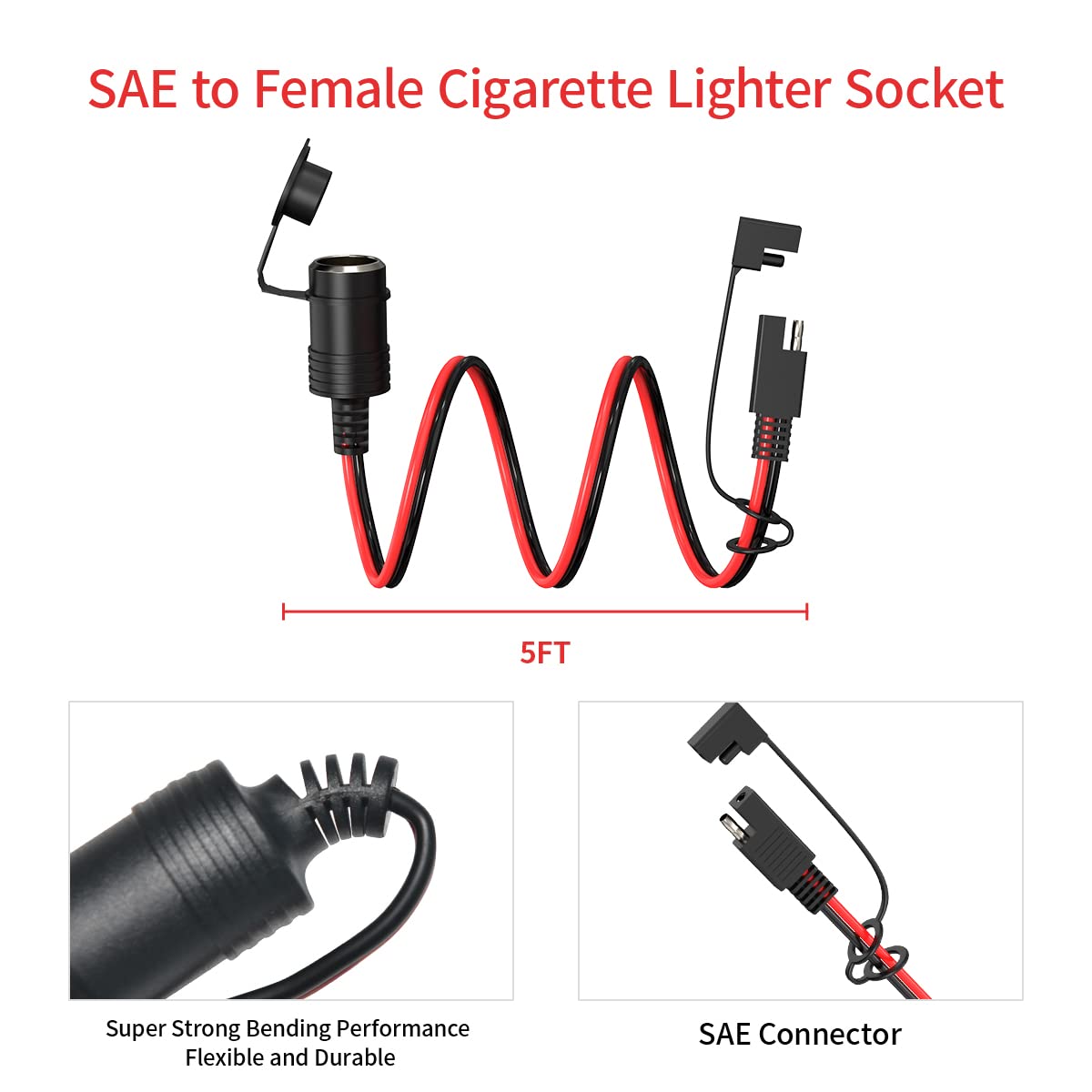 14AWG Cigarette Lighter Extension Cord 12V Cigarette Lighter Male Plug to Female Socket Extension Cable for Air Compressor Tire Inflators(10FT)