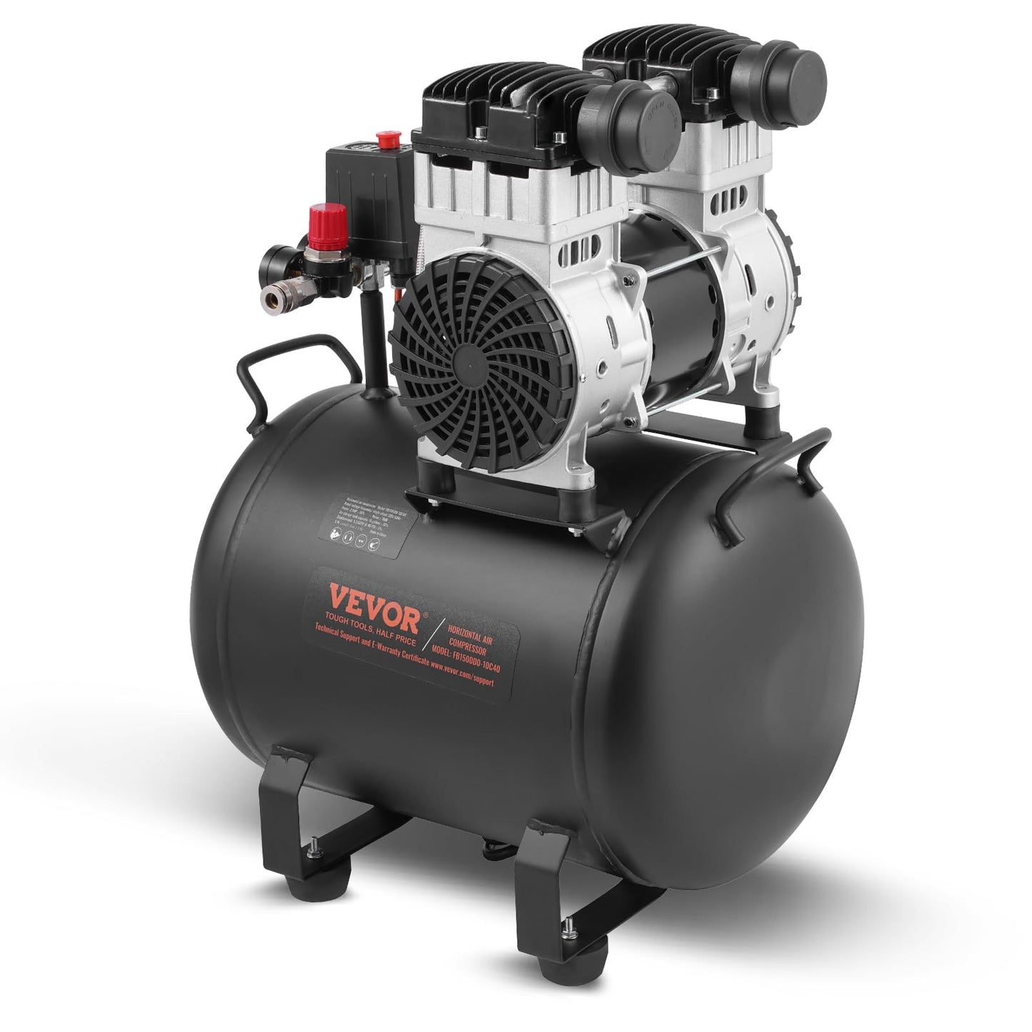 VEVOR 6.3 Gallon Air Compressor, 2 HP 3.35 CFM@90PSI Air Compressors with Max. 116PSI Pressure, Oil Free Compressor Tank for Auto Repair, Tire Inflation, Spray Painting, Woodwork Nailing