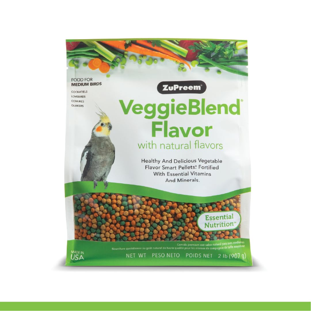 ZuPreem Sensible Seed Bird Food, Cockatiel, Lovebird, Quaker, Small Conure, Seed and Pellet Blend for Medium Birds, Food Mixer Topper, Enriching Variety, Made in the USA, (M, 2 lbs)