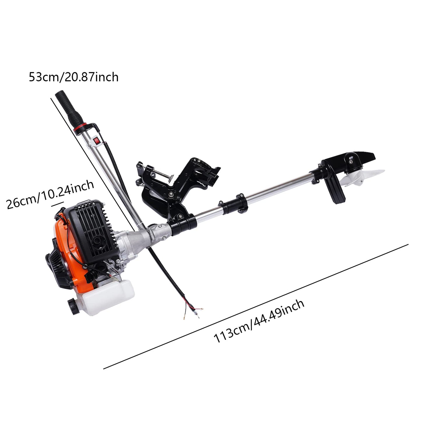 2-Stroke 3.5HP Outboard Motor, 49CC Gas Powered Fishing Marine Heavy Duty Boat Engine, Short Shaft Tiller Control Half Water-cooling Air-cooling CDI Ignition System for Inflatable Yachts Canoes Boat
