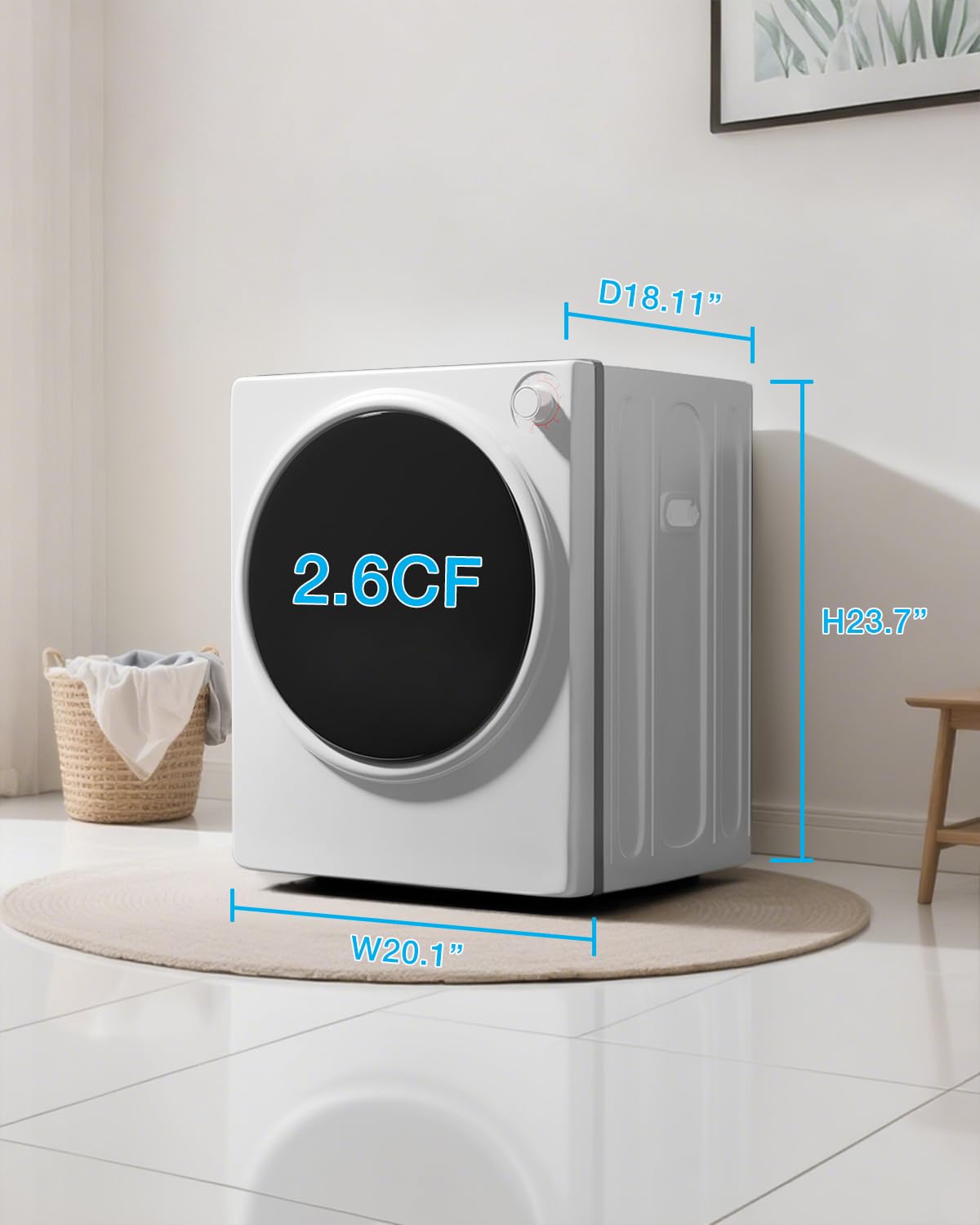 Muhub Washer and Dryer Combo Set,Full-Automatic 17.6LBS Washing Machine with 10 Washing Programs & Portable Laundry Dryer with 4 Automatic Drying Mode.