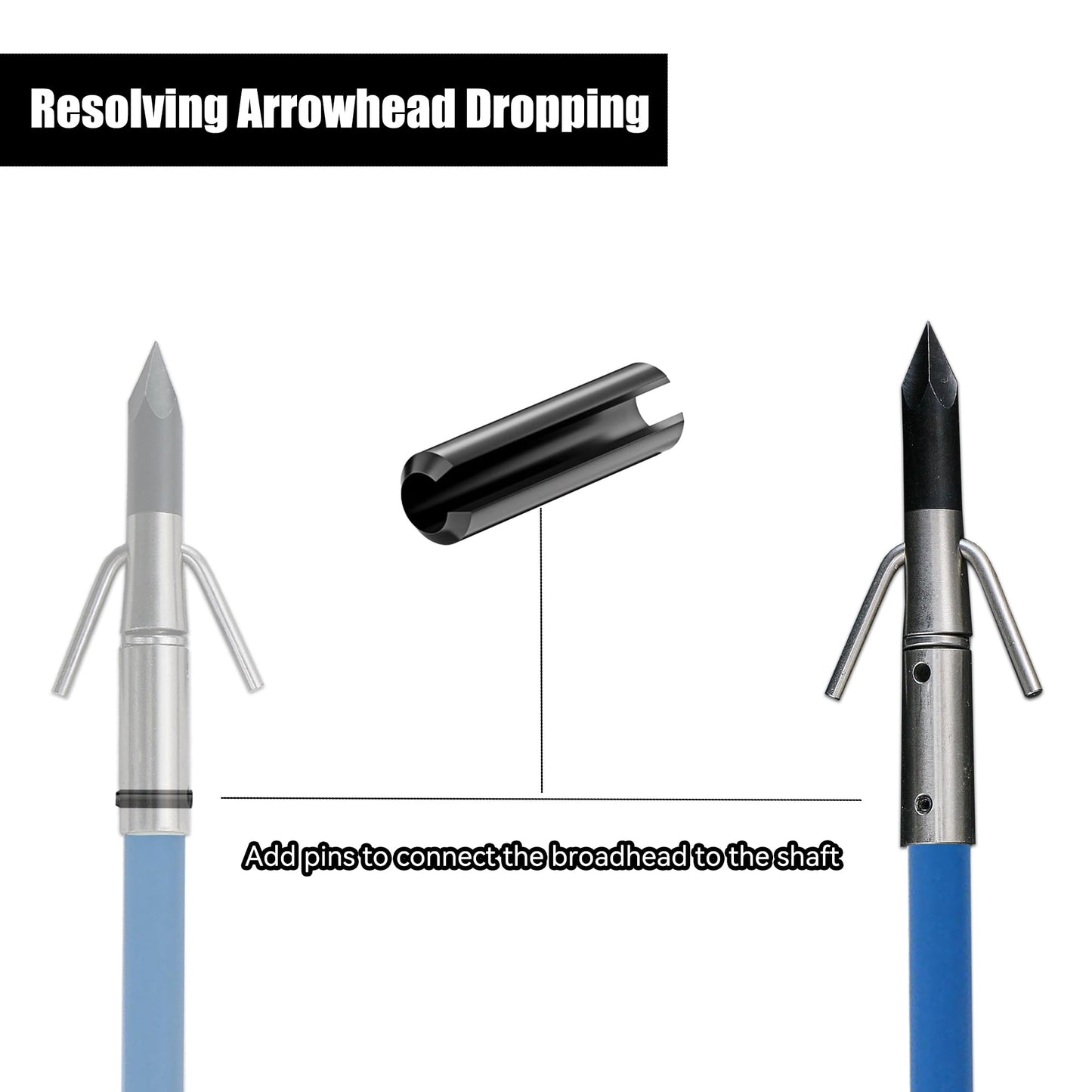 34inch Bowfishing Arrows Solid Fiberglass Shaft with Broadhead for Compound Bow and Recurve Bow Fishing Arrow Archery and Hunting (Pack of 6)