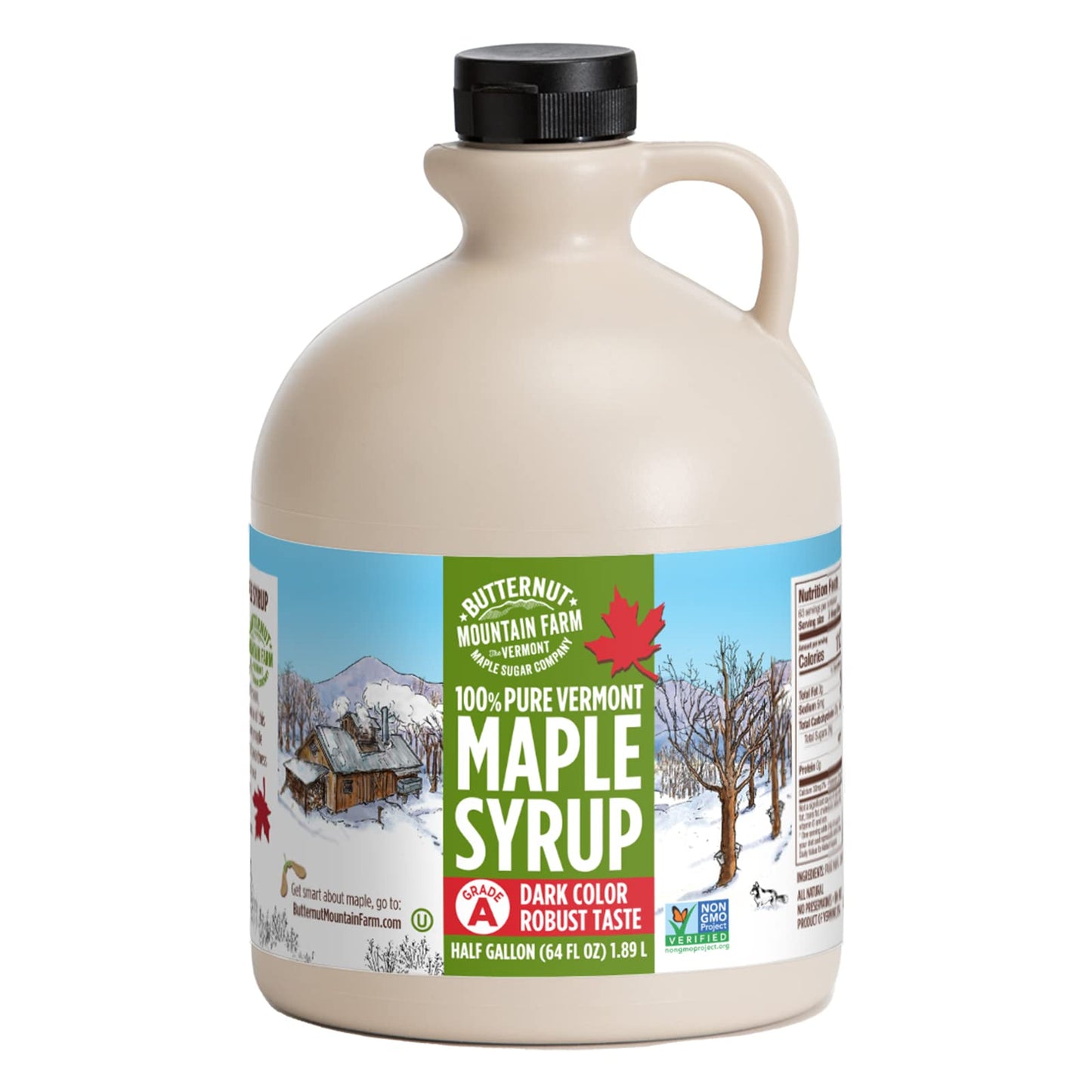 Butternut Mountain Farm Pure Vermont Maple Syrup, Grade A, Dark Color, Robust Taste, All Natural, Easy Pour, 32 Fl Oz, 1 Qt (Prev Grade B)